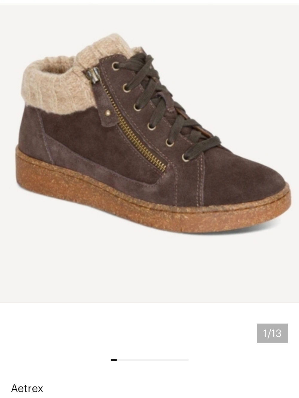 Aetrex Bonnie Arch Support Suede Ankle Sneaker Lace Up Boot Booties Size 8.5 - Picture 1 of 13